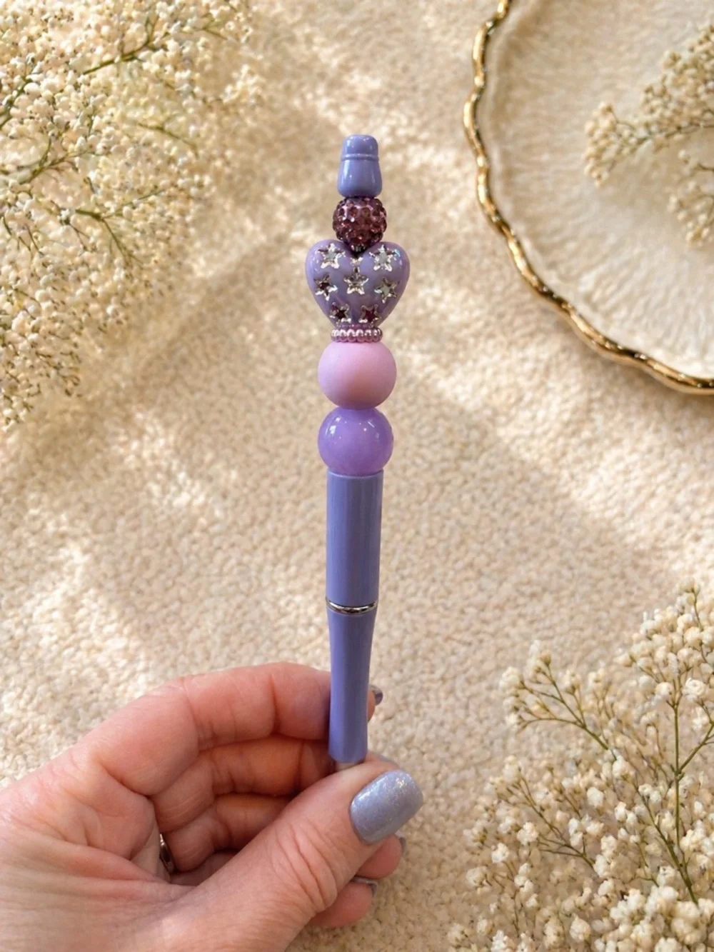 Beautiful handmade pen with heart & stars with  Galaxy Forest hardcover Notebook